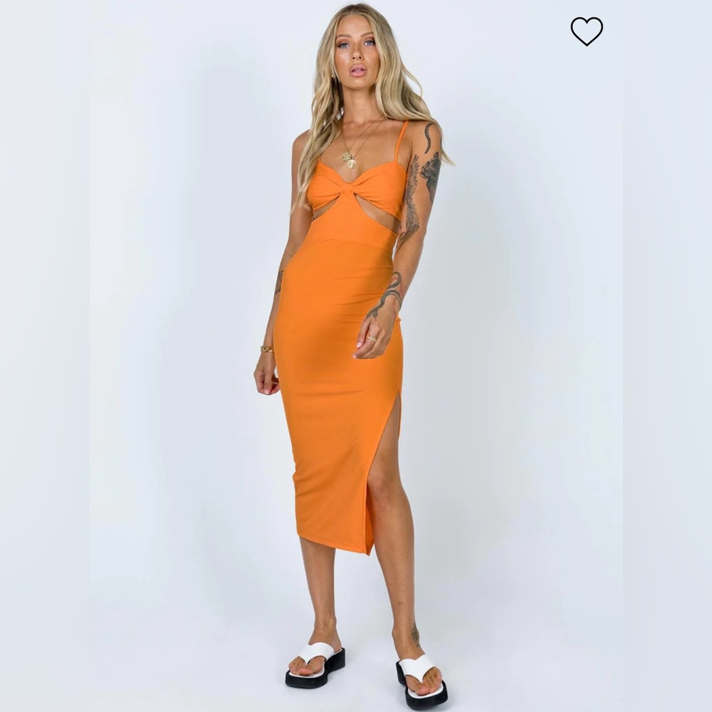 Midi cut out orange dress
